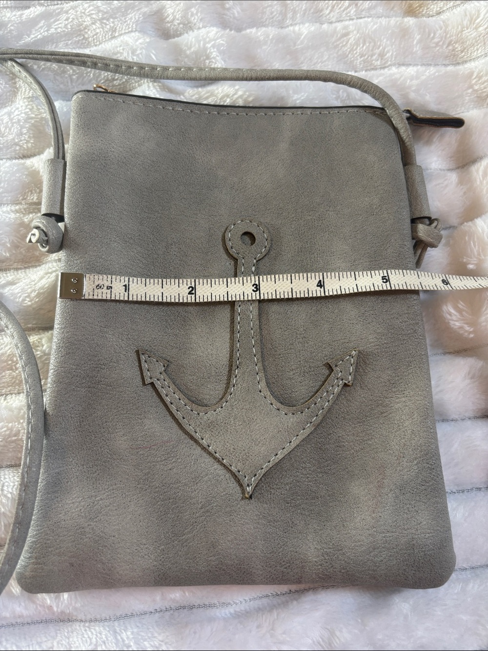 Hey Beautiful Gray Crossbody Bag with Anchor Appliqué NWT - Picture 5 of 6